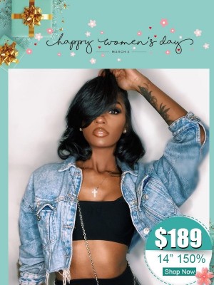 Women's Day Special Short Bob Haircut Brazilian Human Hair 13x4 Transparent Lace Front Wig Pre-Plucked Hairline WD04