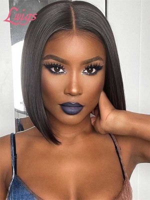 Silk Straight 100% Unprocessed Virgin Human Hair Short Bob Haircut 5x5 HD Lace Closure Wig With Baby Hair Lwigs417