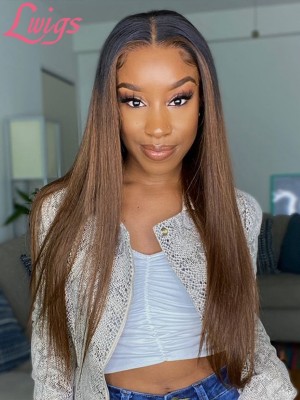 Silky Straight Ombre Highlight Color 360 Lace Wigs Virgin Hair Undetectable HD Dream Swiss Lace Pre-plucked Lwigs174 