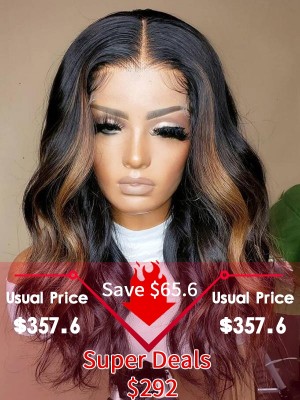 Special Sale 13x6 Body Wave Brazilian Wig Human Hair 20 Inches 150% Density Highlight Color Wig Lace Front Pre-plucked Hairline SP04