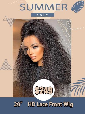 Summer Sale Curly Hairstyles 13x4 Lace Frontal Wig Plucked Natural Hairline Afro Curly Virgin Black Hair 13x4 Transparent Lace Front Wig SS03
