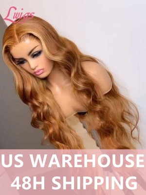 Sunshine Orange Brown Wavy 13x6 HD Lace Body Wave Pre-Plucked Hairline Bleached Knots Highlight Lace Front Wigs Lwigs361