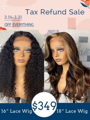 Tax Refund Wig Combo Sale Best Price 13*4 Curly Wig With Highlights Wavy Hair With Brazilian Curly 13x4 Frontal Lace Front Wigs Human Hair TAX17