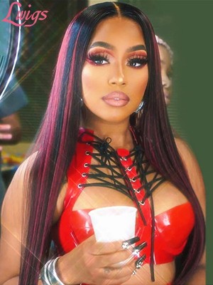Top Quality #99J Highlight Color Silky Straight Brazilian Human Hair 360 Lace Wigs With Natural Hairline For Balck Women Lwigs62