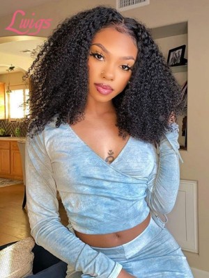 Undetectable Dream Swiss Lace 360 Frontal Wig 180% Density Kinky Curly Brazilian Virgin Human Hair 360 lace wig Lwigs177