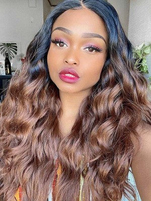 Undetectable HD Lace Ombre Brown Color 360 Lace Wig Body Wave Human Hair Front Lace Wig For Black Women Lwigs260