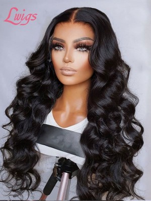 Unprocessed Brazilian 100% Virgin Human Hair 13*6 HD Lace Front Wig Transparent HD Lace With Bleached Knots Lwigs423