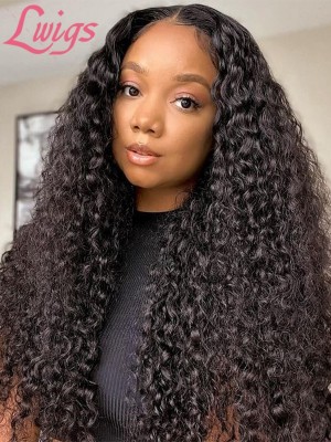Unprocessed Virgin Brazilian Glueless Full Lace Wig Curly 180 Density Human Hair Transparent HD Lace Afro Curly Wig Lwigs124