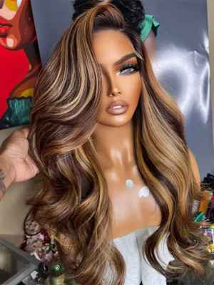 US Warehouse 48H Shipping Highlight Color Body Wave 150% Density Human Hair 13x6 HD Lace Front Wig Single Knots US12