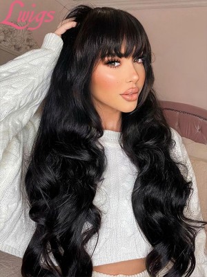 Wavy Hairstyles 360 Dream Swiss Lace Human Hair Wigs Brazilian Virgin Hair Wig Pre Plucked Body Wave With Bangs Lwigs187