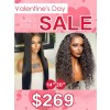Lwigs 2022 Valentine's Day Sale Natural Color Best Transparent Lace 4x4 Lace Closure Afro Curly & Silky Straight Wig With Single Knots VD03