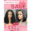 Lwigs 2022 Valentine's Day Combo Deal Glueless Human Hair 4x4 Lace Closue Deep Curly & Bob Wig With Natural Hairline VD01