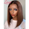 100% Human Hair Ash Brown Color Short Bob Invisible Single Knots 13x6 Pre Plucked Lace Frontal Wigs Lwigs74