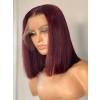 100% Virgin Hair #99J Color Short Bob Style Brazilian Human Hair Pre-Plucked 13x6 Lace Front Wigs Lwigs215