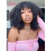 100% Virgin HD Lace Wig Bleached Knots Afro Kinky Curly Bob Wig With Bangs Glueless Full Lace Wigs Brazilian Human Hair Lwigs06