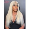 Pre-plucked Natural Hairline #613 Blonde Hair Color HD Lace 13x4 Lace Front Wigs Layered Silky Straight With Bangs Lwigs77