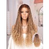 Lwigs Most-Fit Cap Ombre Blonde Color Knotless Boho Curls Braided HD Full Lace Wigs With Baby Hair UD17