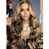 Lwigs New Arrivals Pre Plucked Clean Hairline 360 HD Lace Wigs Blonde Highlight Color Body Wave Human Hair Wig NEW57