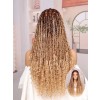Lwigs Most-Fit Cap Ombre Blonde Color Knotless Boho Curls Braided HD Full Lace Wigs With Baby Hair UD17