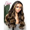 2025 Trends Body Wave Blonde Highlight Ombre Color Long Length Human Hair 360 Lace Wig Undetectable Swiss Lace NEW03