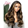 2024 Trends Body Wave Blonde Highlight Ombre Color Long Length Human Hair 360 Lace Wig Undetectable Swiss Lace NEW03