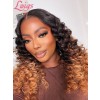 New-in Ombre Color Deep Wave Human Hair Ash Color Bleached Clean Hairline Big Curly 13x6 Lace Front Wigs Lwigs167