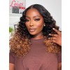 2024 New-in Ombre Color Deep Wave Human Hair Ash Color Bleached Clean Hairline Big Curly 13x6 Lace Front Wigs Lwigs167