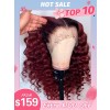 Burgundy Red Wine Color Deep Wave Glueless HD Lace With Plucked Hairline 360 Lace Wig Beginners Friendly Lwigs363