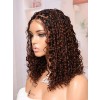 Lwigs Most-Fit Cap Boho Curls Braided Wig Ombre Brown Color Middle Length Bob 5x5 HD Lace Closure Wigs UD18