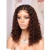 Lwigs Most-Fit Cap Boho Curls Braided Wig Ombre Brown Color Middle Length Bob 5x5 HD Lace Closure Wigs UD18
