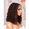 Lwigs Most-Fit Cap Boho Curls Braided Wig Ombre Brown Color Middle Length Bob 5x5 HD Lace Closure Wigs UD18