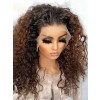 US Warehouse 48H Shipping Pre-Plucked Ombre Brown Color Curly 200% Density Bleached Knots 13x6 HD Front Lace Wigs US11