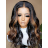 US Warehouse 48H Shipping Ombre Highlight Color 22 Inches 150% Density Wavy 13x6 Real Skinlike HD Lace Front Wig US04