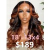 Lwigs 2025 Tax Refund Sale Body Wave 18 Inches Ombre Highlight Color 100% Human Hair HD Lace 13x4 Front Wig TAX106