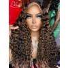 Lwigs New Arrivals Highlight Color Bleached Single Knots 100% Brazilian Human Hair 360 Lace Wigs Curly Hairstyels NEW56