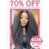 Lwigs Summer Special Kinky Straight 24 Inches Jet Black Color Pay Later Human Hair 130% Density 13x4 Lace Front Wig TS06