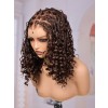 Lwigs Most-Fit Cap Dark Brown Boho Braids Deep Curly Human Hair Skin-Melted HD Full Lace Braided Wig UD10