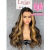 Lwigs Custom Wig Film HD Lace 20 Inches China Virgin Human Hair Body Wave 180% Density Ombre Highlight Color 13x6 Frontal Wig Custom08