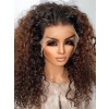 US Warehouse 48H Shipping Pre-Plucked Ombre Brown Color Curly 200% Density Bleached Knots 13x6 HD Front Lace Wigs US11
