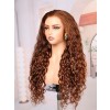 Lwigs Most-Fit Cap Free Parting Brown Color Deep Wave Realistic Look 100% Human Hair 11x6 HD Lace Frontal Wigs UD24