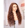 Lwigs Most-Fit Cap Free Parting Brown Color Deep Wave Realistic Look 100% Human Hair 11x6 HD Lace Frontal Wigs UD24