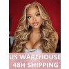 Fast Shipping Highlight Color Wavy 100% Virgin Human Hair 13*6 Lace Front Wig With Undetectable HD Lace Single Knots Lwigs362