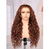 Lwigs Most-Fit Cap Free Parting Brown Color Deep Wave Realistic Look 100% Human Hair 11x6 HD Lace Frontal Wigs UD24