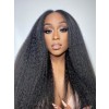 9A Virgin Kinky Straight V Part Lace Wigs Brazilian Human Hair Natural Black Color Middle Part Wigs for Black Woman Lwigs02