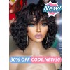 Lwigs New Arrivals 100% Human Hair HD Lace Big Deep Curly With Bangs Short Bob Hairstyles 13x6 Lace Front Wigs NEW67