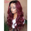 Ash Ombre Burgundy Color Hair Body Wave Brazilian Virgin Human Hair T#1b/99J 13*6 Transparent Lace Front Wig Lwigs07