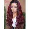 Ash Ombre Burgundy Color Hair Body Wave Brazilian Virgin Human Hair T#1b/99J 13*6 Transparent Lace Front Wig Lwigs07