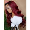 Ash Ombre Burgundy Color Hair Body Wave Brazilian Virgin Human Hair T#1b/99J 13*6 Transparent Lace Front Wig Lwigs07