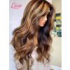 2023 Ombre Brown Highlights Body Wave Style Soft Texture Virgin Hair 13X6 Lace Frontal Wig Lwigs499