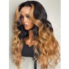 Bleached Knots HD Lace Ombre Highlight Color Body Wavy Brazilian Virgin Human Hair 13x6 Lace Front Wig Lwigs307